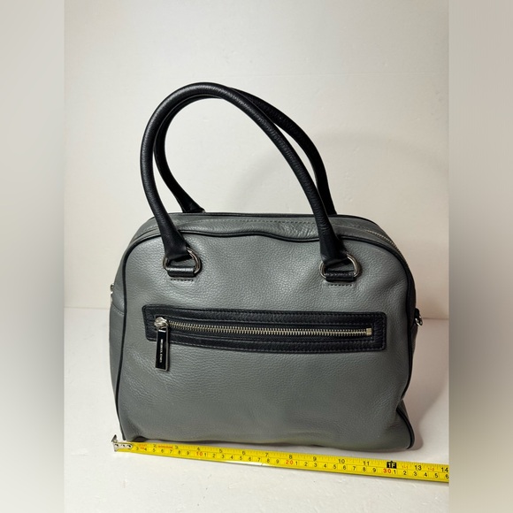 Michael Kors Smoke Gray Leather Convertible Dome Satchel Purse Bag - Picture 7 of 13